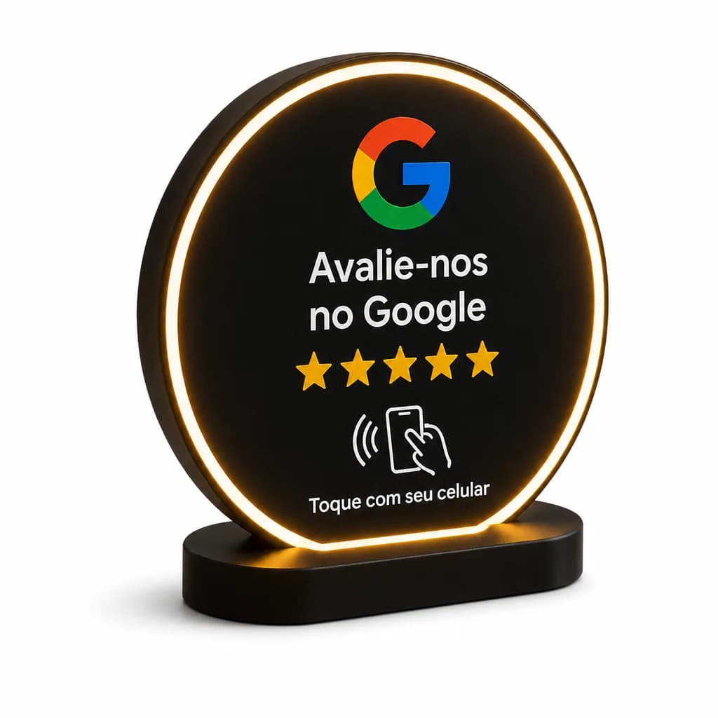 Placa NFC Google Redonda LED Neon