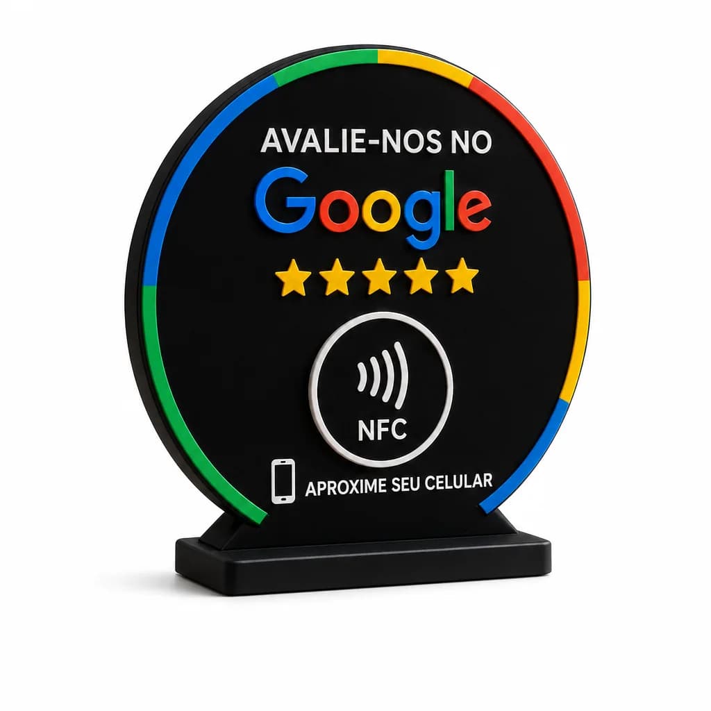 Placa NFC Google Redonda com Borda Colorida