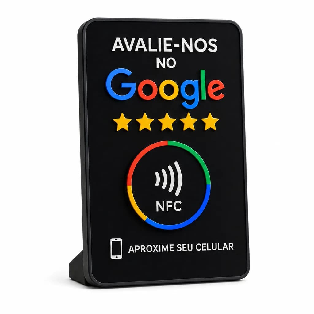 Placa NFC Avaliação Google — Clássica Preta